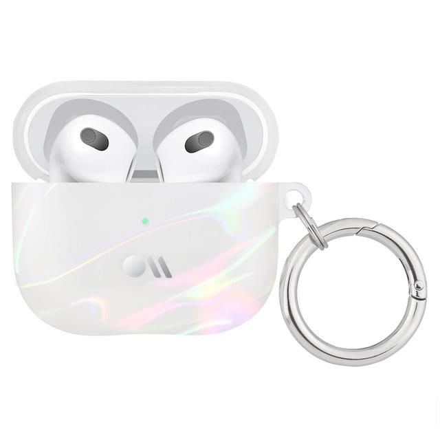 كفر سماعات لاسلكية مع مشبك للتعليق - لؤلؤي -  Apple Airpods 3rd Gen Case - Soap Bubble Design, Lightning Port Access, Circular Ring Clip, Precision Molded Fit, Wireless Charging Compatible - Case mate - SW1hZ2U6MzYwNDg4