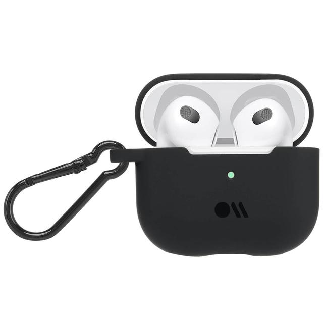 Case-Mate Apple Airpods 3rd Gen Case - Tough Clear Design, Lightning Port Access, Included Carbiner Clip, Precision Molded Fit, Wireless Charging Compatible - Black - SW1hZ2U6MzYwNTAy