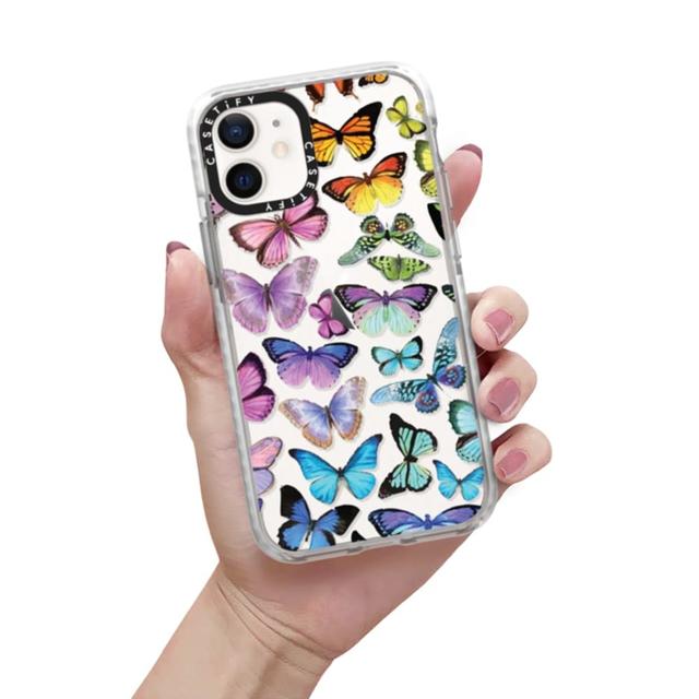 Casetify BUTTERFLY Apple iPhone 12 Mini - 10 Ft. Ultra Impact Protection Shock Absorbing Cover, Anti-Microbial, Slim & LightWeight, Wireless & MagSafe Charging Compatible - Rainbow Clear - SW1hZ2U6MzYwNjgx