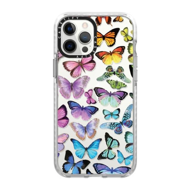 Casetify BUTTERFLY Apple iPhone 12 / 12 Pro - 10 Ft. Ultra Impact Protection Shock Absorbing Cover, Anti-Microbial, Slim & LightWeight, Wireless & MagSafe Charging Compatible - Rainbow Clear - SW1hZ2U6MzYwNjg0