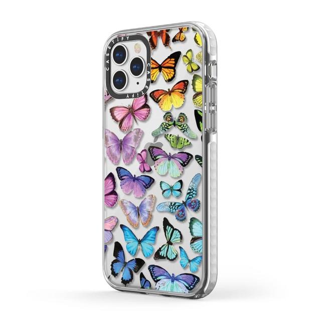 Casetify BUTTERFLY Apple iPhone 12 / 12 Pro - 10 Ft. Ultra Impact Protection Shock Absorbing Cover, Anti-Microbial, Slim & LightWeight, Wireless & MagSafe Charging Compatible - Rainbow Clear - SW1hZ2U6MzYwNjg2