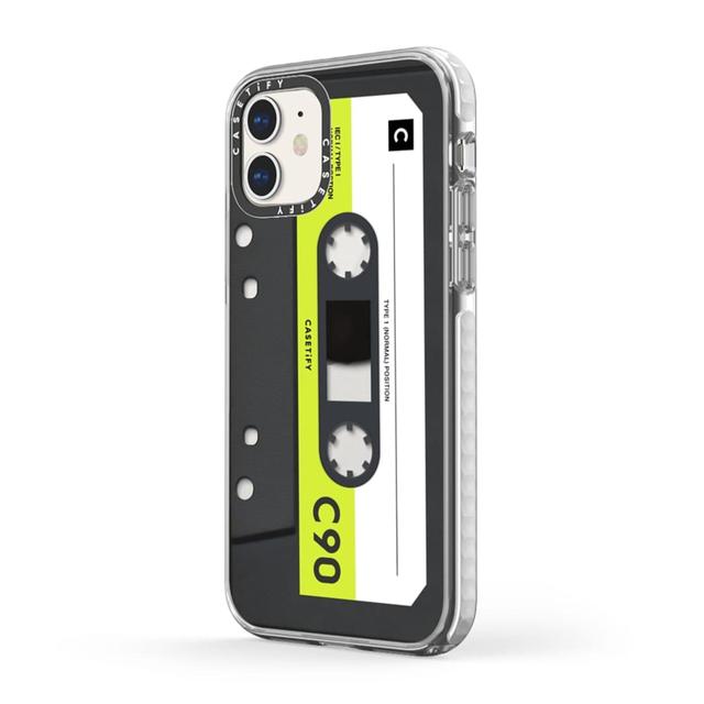 Casetify Cassette Collection Apple iPhone 12 Mini Case - 10 Ft. Impact Protection Shock Absorbing Cover, Anti-Microbial, Slim & LightWeight, Wireless & MagSafe Charging Compatible - Mixtape Neon - SW1hZ2U6MzYwNzIx
