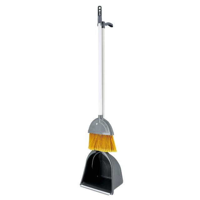Delcasa Jumbo Dust Pan And Brush, DC1966 | Long Handle Plastic Made | Mounted Dustpan Design | Broom And Dust Pan Cleaning Set For Schools, Restaurants, Hospitals, Offices - SW1hZ2U6NDI1MTc5
