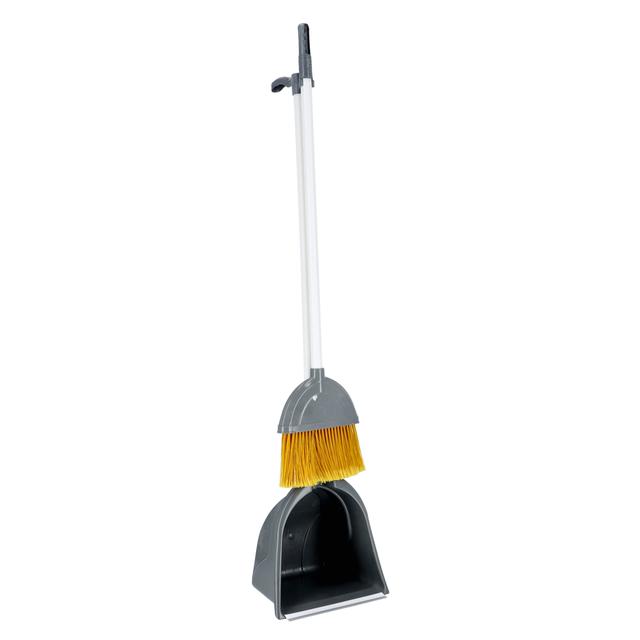 Delcasa Jumbo Dust Pan And Brush, DC1966 | Long Handle Plastic Made | Mounted Dustpan Design | Broom And Dust Pan Cleaning Set For Schools, Restaurants, Hospitals, Offices - SW1hZ2U6NDI1MTg1