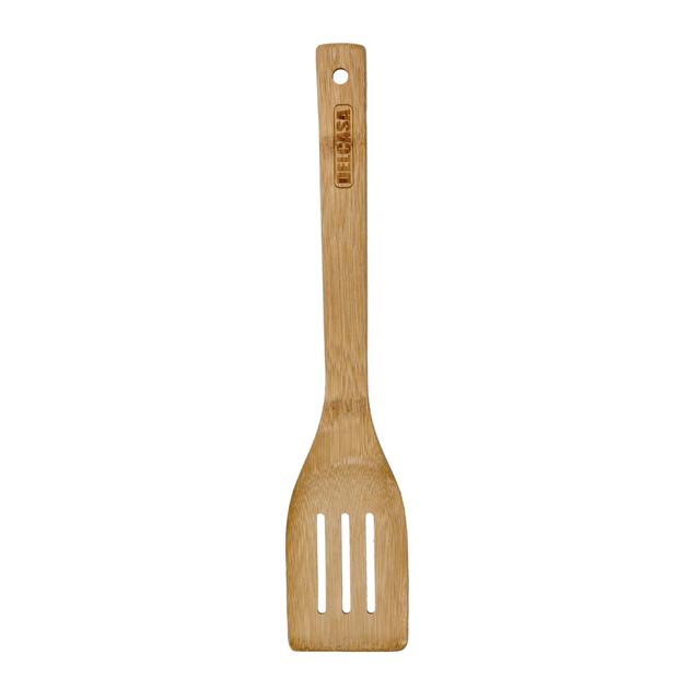 Delcasa Bamboo Slotted Turner, 100% Natural Bamboo, DC2097 | Resist High Temperature & Corrosion | Won't Scratch Your Pots & Pans | Bamboo Spoon can be used for Flipping, Frying, Serving, Cooking - SW1hZ2U6NDI4MzYz