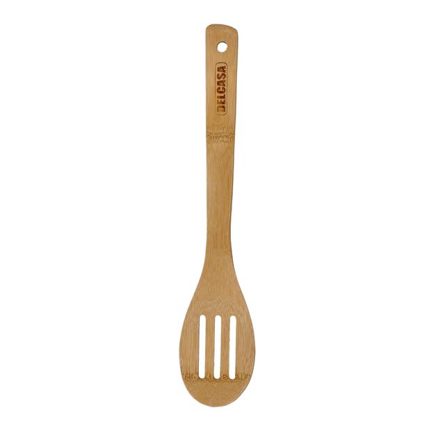 Delcasa Bamboo Slotted Spoon, 100% Natural Bamboo, DC2099 | Resist High Temperature & Corrosion | Won't Scratch Your Pots & Pans | Bamboo Spoon Can Be Used for Frying, Serving, Cooking - SW1hZ2U6NDI4Mzkz