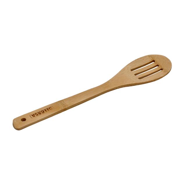 Delcasa Bamboo Slotted Spoon, 100% Natural Bamboo, DC2099 | Resist High Temperature & Corrosion | Won't Scratch Your Pots & Pans | Bamboo Spoon Can Be Used for Frying, Serving, Cooking - SW1hZ2U6NDI4NDAx