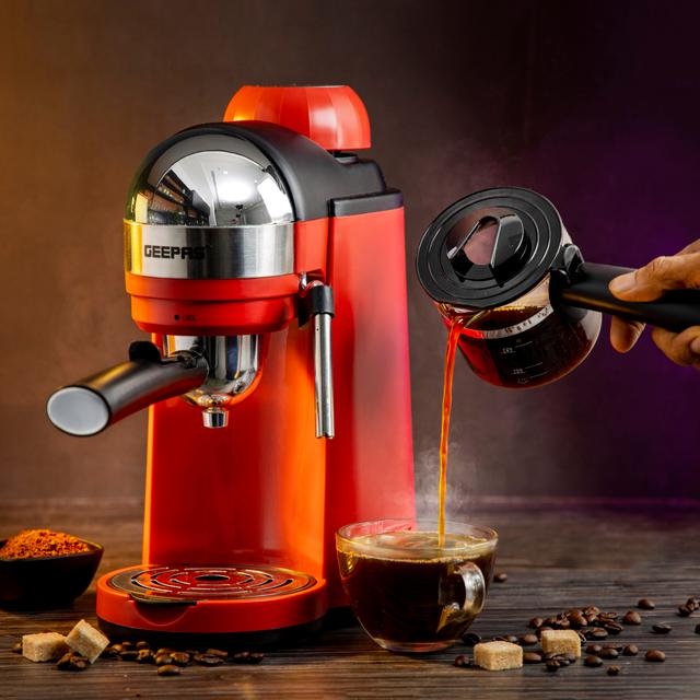Geepas Espresso Coffee Maker 0.24L Capacity, GCM41513 | Stainless Steel Filter & Aluminum Die-Casting Filter Holder | 5 Bar High Pressure | On/Off Light Indicator - SW1hZ2U6NDMxMDQx
