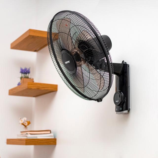Geepas 18 Inch Wall Fan With Remote Control, GF21125 - 60W Copper Motor | 5 Leaf AS Blade | 3 Speed Option | Overheat Protection | Horizontal Oscillation | Home & Office Use - SW1hZ2U6NDI5MjQ2