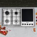 Geepas Stainless Steel Built-In Gas Electric Hot Plate Hob, GGC31036 | 4 Burners & 1 Hot Plate | LPG Gas Type & Auto Ignition System | Metal Knob | Cast Iron Pan Support - SW1hZ2U6NDI5MTE2