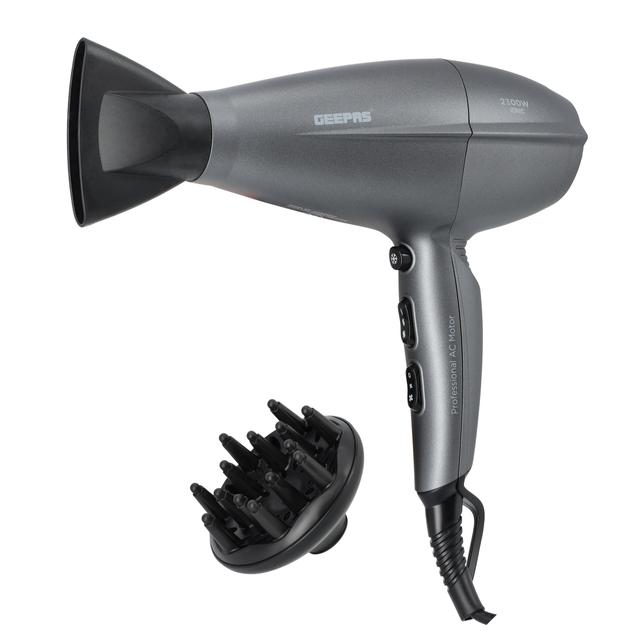 Geepas Hair Dryer Styling Concentrator, AC motor, GHD86052 - Iconic Function, Cool Shot Function,2300W, 2 Years Warranty, Portable Elegant Hair Dryer, Dryer for Frizz Free Styling, Durable and Lightweight - SW1hZ2U6NDI4ODcx