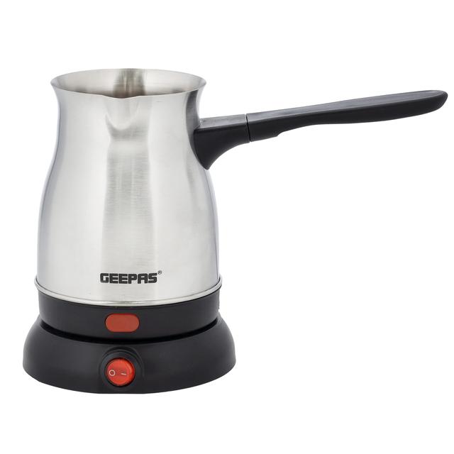 Geepas Electric Turkish Coffee Maker, Stainless Steel Body, GK38050 - 0.8L Capacity,360-Degree Rotation, Non-Automatic Cut Off, Coffee Kettle for Home Office, Food Grade and Safe to Drink, 2 Years Warranty - SW1hZ2U6NDI4ODMx