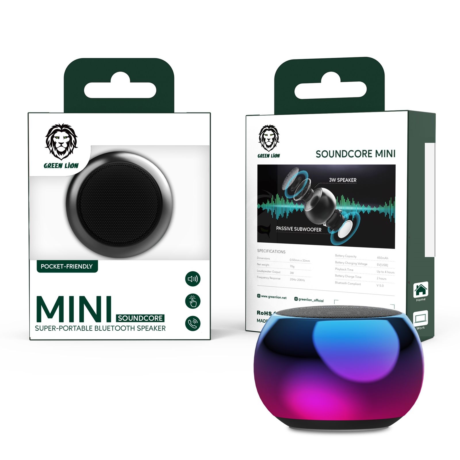 سبيكر بلوتوث موديل M3 الصغير لون أسود | Green Soundcore Portable Bluetooth Speaker - 3}