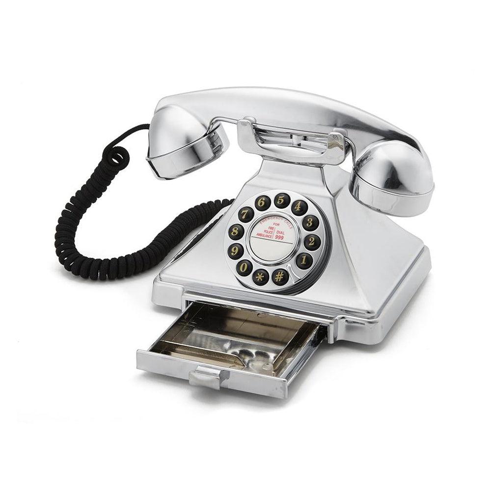 هاتف أرضي كلاسيكي لون أبيض  GPO Retro - Telephone Carrington Chrome