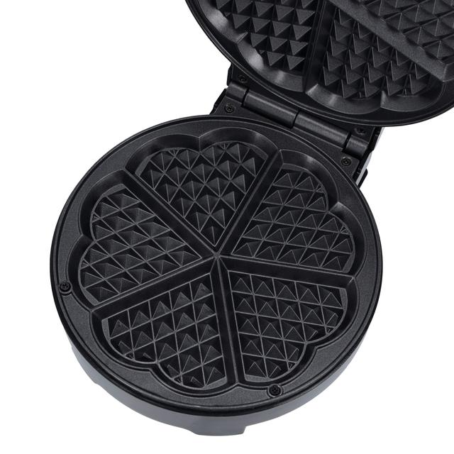 Geepas Heart Waffle Maker, Temperature Control, GWM36538 - Power On & Ready Indicator, Non-Stick Cooking Plate, Easy to Clean , 1000 Watts, S/S Decoration, Cool Touch Handle - SW1hZ2U6NDI5MjM1