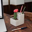 Kikkerland Concrete Small Planter and Pen Holder - Stylish Pen and Plant Holder, Desk Organizer, for Home and Office Use, Ideal for Succulents & Plant Lovers - SW1hZ2U6MzYxMzU1