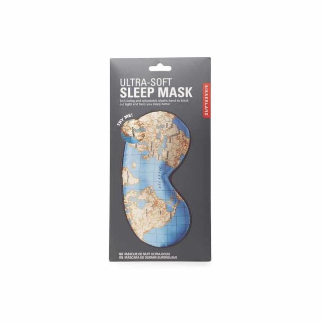 Kikkerland Maps Ultra Soft Sleep Mask - Sleeping Mask Eye Cover for Travel, Nap, Meditation, Blindfold with Adjustable Strap for Men, Women - World Map - SW1hZ2U6MzYxMzkw