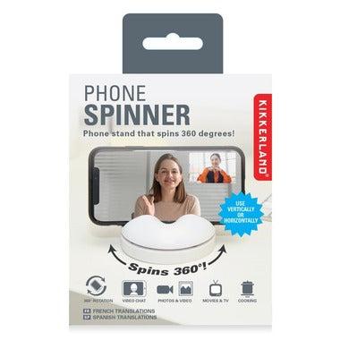 Kikkerland Phone Selfie Spinner - 360 Degrees Selfie Spinner, Phone Stand, Works on Portrait & Landscape mode, Perfect for Watching Movies, Zoom calls & VOIP meetings or video chats - White - SW1hZ2U6MzYxNDIz