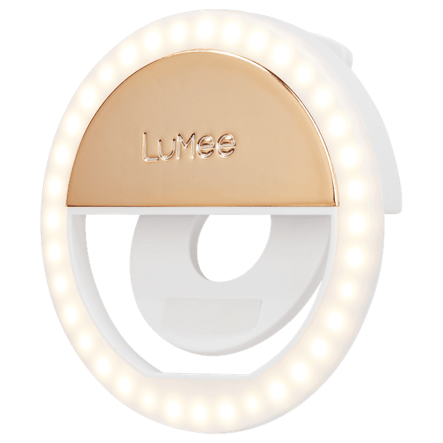 LuMee Studio Clip Light | Universal LED Lighting solution, Selfie Ring Light, 3 Brightness Levels, Easy Attachment, Portable & Compact, works w/ Smartphones, Tablets, Laptops - Gold - SW1hZ2U6MzYxNDc3