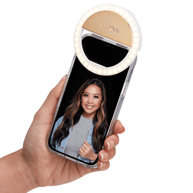 رينغ لايت للهاتف مع مشبك لون بيج Clip Light | Universal LED Lighting solution Selfie Ring Light - LuMee - SW1hZ2U6MzYxNDc5