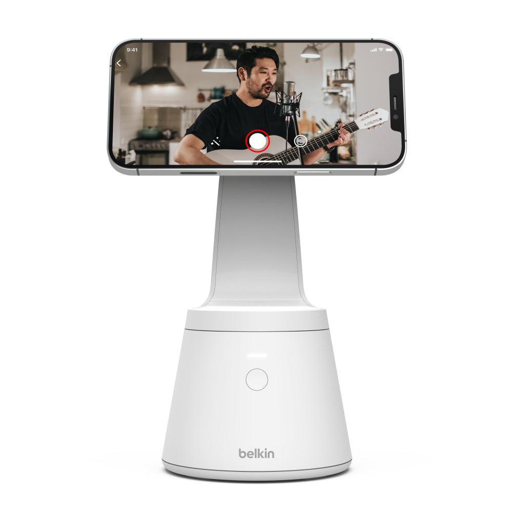 ستاند موبايل بميزة التعرف على الوجه - أبيض -   Magnetic Phone Mount with Face Tracking - Belkin