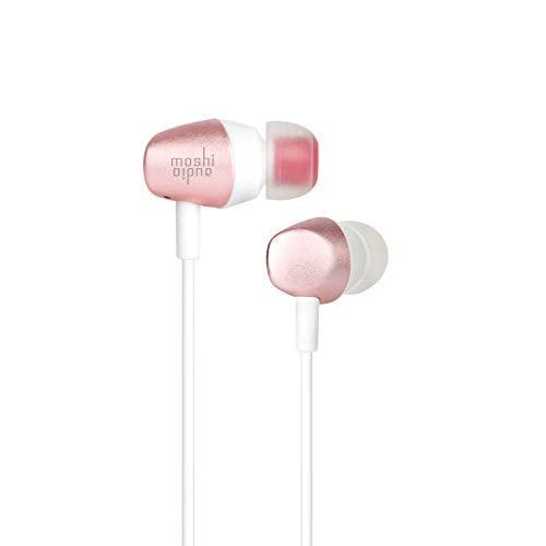 Moshi MYTHRO Earbuds with Mic - 3.5mm Headphone Jack, Wired Earbuds with HandyStrap, Perfect Fit, Strong Bass, for SmartPhones, Tablets, iPad, Kindle, and PC - Rose Pink - SW1hZ2U6MzYxOTA2