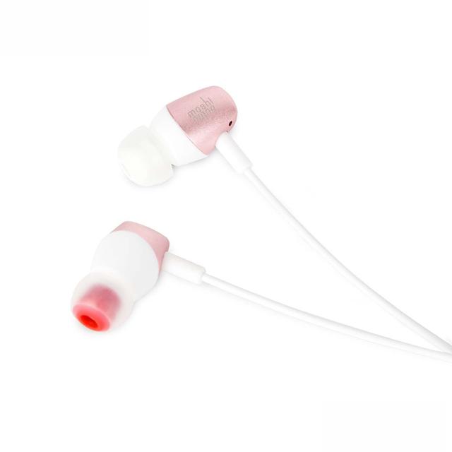 Moshi MYTHRO Earbuds with Mic - 3.5mm Headphone Jack, Wired Earbuds with HandyStrap, Perfect Fit, Strong Bass, for SmartPhones, Tablets, iPad, Kindle, and PC - Rose Pink - SW1hZ2U6MzYxOTA4