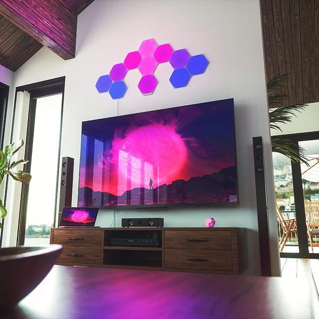 Nanoleaf SHAPES Hexagons Expansion Pack - Smart WiFi LED Panel System w/ Music Visualizer, Instant Wall Decoration, Home or Office Use, 16M+ Colors, Low Energy Consumption - White - 3 packs - SW1hZ2U6MzYxOTY5