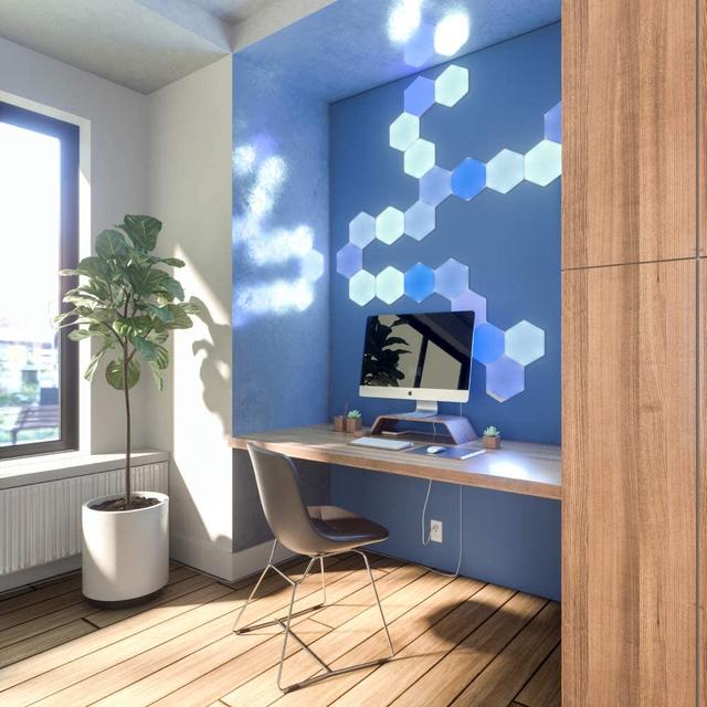 Nanoleaf SHAPES Hexagons Expansion Pack - Smart WiFi LED Panel System w/ Music Visualizer, Instant Wall Decoration, Home or Office Use, 16M+ Colors, Low Energy Consumption - White - 3 packs - SW1hZ2U6MzYxOTcx