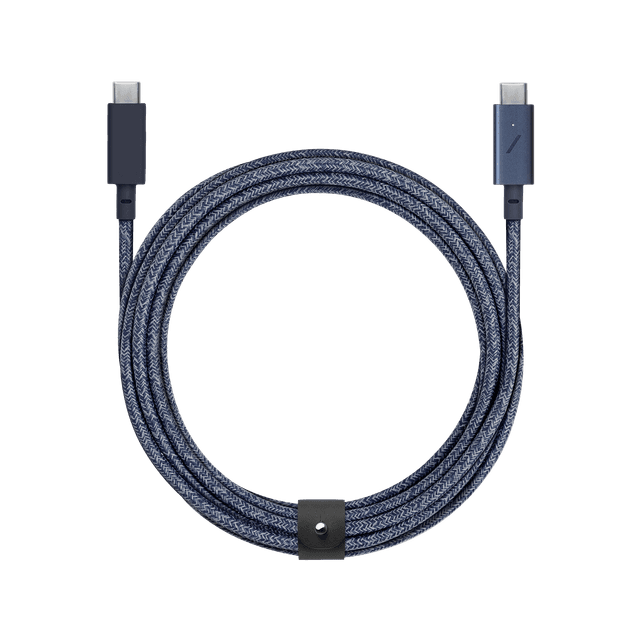 Native Union BELT PRO USB-C to USB-C Cable 8Ft - Braided 100Watts PD Cable, w/ LED Indicator & Strap, for Apple MacBooks Air/Pro, iPad Pro, Samsung Galaxy S & Note series and more - Indigo - SW1hZ2U6MzYyMTMx