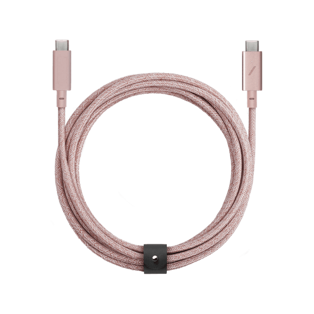 Native Union BELT PRO USB-C to USB-C Cable 8Ft - Braided 100Watts PD Cable, w/ LED Indicator & Strap, for Apple MacBooks Air/Pro, iPad Pro, Samsung Galaxy S & Note series and more - Rose - SW1hZ2U6MzYyMTY3