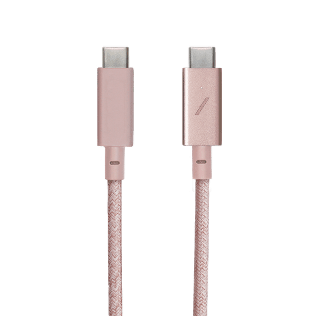 Native Union BELT PRO USB-C to USB-C Cable 8Ft - Braided 100Watts PD Cable, w/ LED Indicator & Strap, for Apple MacBooks Air/Pro, iPad Pro, Samsung Galaxy S & Note series and more - Rose - SW1hZ2U6MzYyMTY5