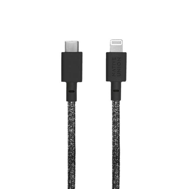 Native Union BELT USB-C to LIGHTNING Cable 10Ft - Braided Nylon PD Cable, w/ Leather Strap, for Apple iPhone 12/Pro/Max, 11/Pro/Max, XS/XR/X/Max, 8/8 Plus, iPad/iPad Air - Cosmos - SW1hZ2U6MzYyMTQx