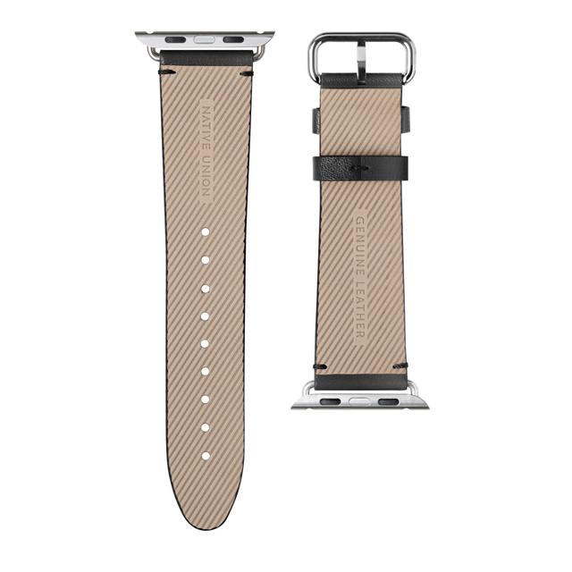 Native Union Classic Strap for Apple Watch 42/44mm – Genuine Italian Nappa Leather, Stainless Steel Hardware w/ Soft Nubuck Leather Backing, for Apple Watch SE/6/5/4/3/2/1 - Black - SW1hZ2U6MzYyNDA4