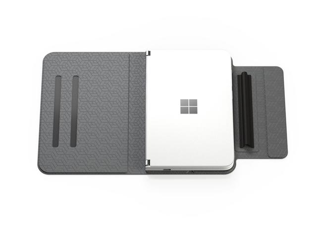 كفر Microsoft مع حافظة جلد اسود Microsoft Surface Duo Theorem Case Leather Folio Full 360 Protection من OtterBox - SW1hZ2U6MzYyNDU1