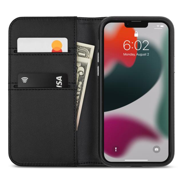 Moshi OVERTURE Apple iPhone 13 Pro Max Case - Leather Folio w/ AntiMicrobial Surface, Detachable Magnetic Wallet, Drop Protection, 2x Card Slots, SnapTo System Wireless Charging Compatible - Black - SW1hZ2U6MzYyNjI5