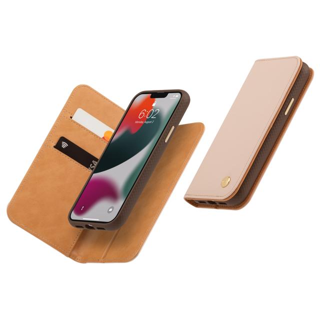 Moshi OVERTURE Apple iPhone 13 Pro Max Case - Leather Folio w/ AntiMicrobial Surface, Detachable Magnetic Wallet, Drop Protection, 2x Card Slots, SnapTo System Wireless Charging Compatible - Pink - SW1hZ2U6MzYyNjQw