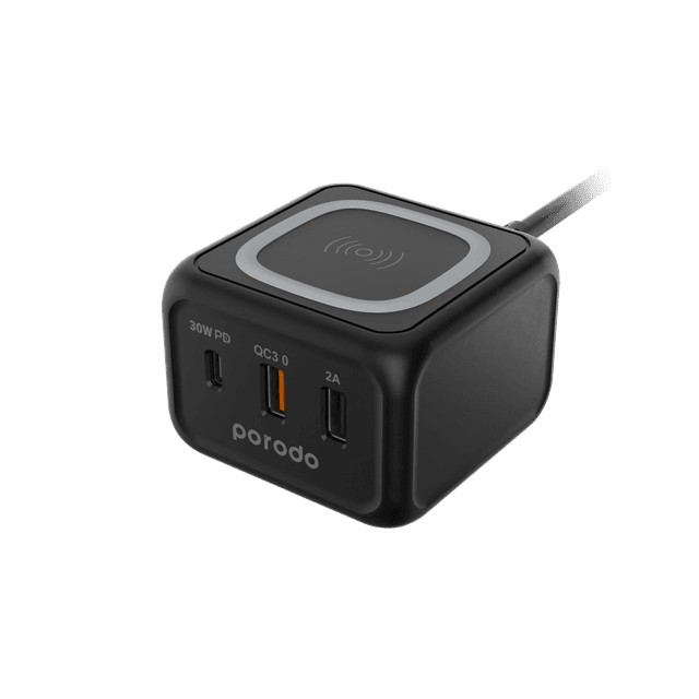 Porodo 3-Ports Fast Wireless Charger 15W PD 30W UK - Black - SW1hZ2U6MzU3NDMw