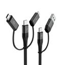وصلة شحن المينيوم متعددة المنافذ ( Lightning / Micro USB / Type-C / USB-A ) أسود | Porodo All in One Aluminum Braided - SW1hZ2U6MzU3NDcx