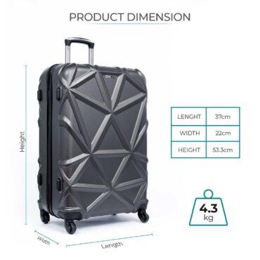 طقم حقائب سفر 3 حقائب مادة ABS بعجلات دوارة (20 ، 24 ، 28) بوصة رمادي PARA JOHN - Matrix 3 Pcs Trolley Luggage Set, Dark Grey
