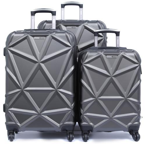 طقم حقائب سفر 3 حقائب مادة ABS بعجلات دوارة (20 ، 24 ، 28) بوصة رمادي PARA JOHN - Matrix 3 Pcs Trolley Luggage Set, Dark Grey - SW1hZ2U6MzY0MDYz