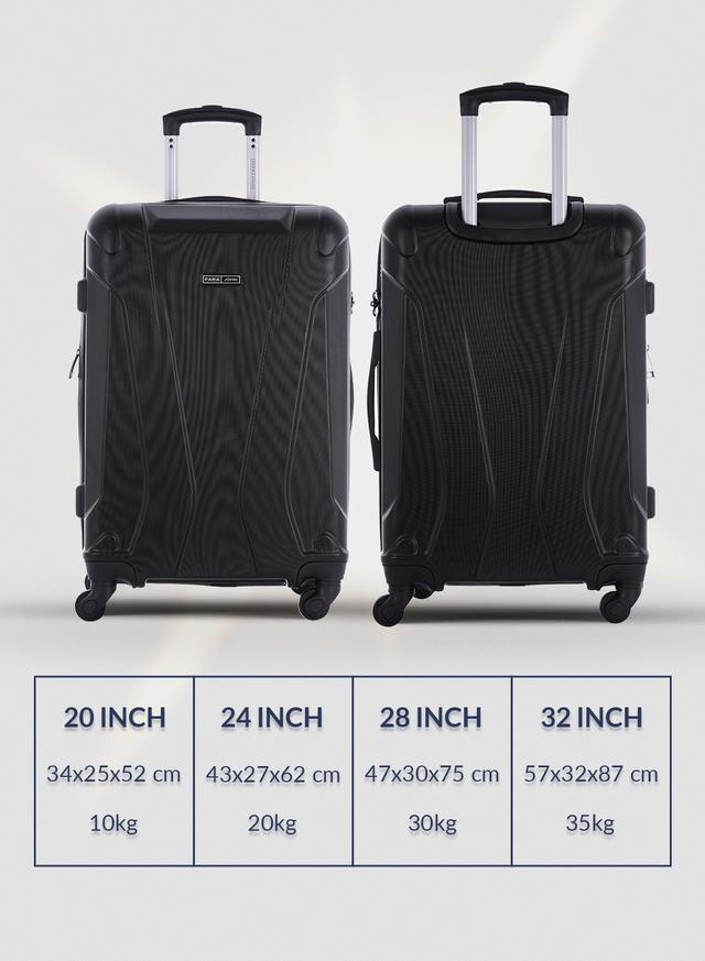 طقم حقائب سفر 4 حقائب مادة ABS بعجلات دوارة (20 ، 24 ، 28 ،32) بوصة أسود PARA JOHN - 4 Pcs Zin Trolley Luggage Set, Black - SW1hZ2U6MTQwODA2Ng==