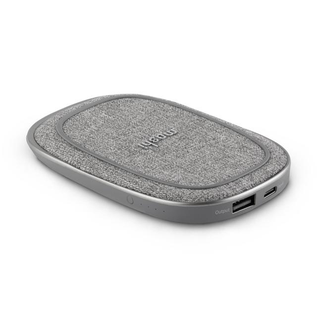 Moshi PORTO Q 5K Portable Battery 5,000 mAh with Built-in Wireless Charger with USB-C to USB-A cable, for Apple iPhone 12/11/X/8 Series, Samsung, Huawei & other Qi Enabled device - Nordic Gray - SW1hZ2U6MzU5MjQy