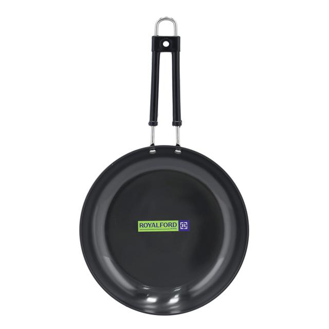 Royalford Hard-Anodized Frypan, Heavy Gauge Virgin Aluminium, RF10012 | 3 Layer Construction | 3mm Thickness | Heat-Resistant Handle With Hanging Loop | Ideal Frying, Cooking, Sauteing & More - SW1hZ2U6NDExMzI4