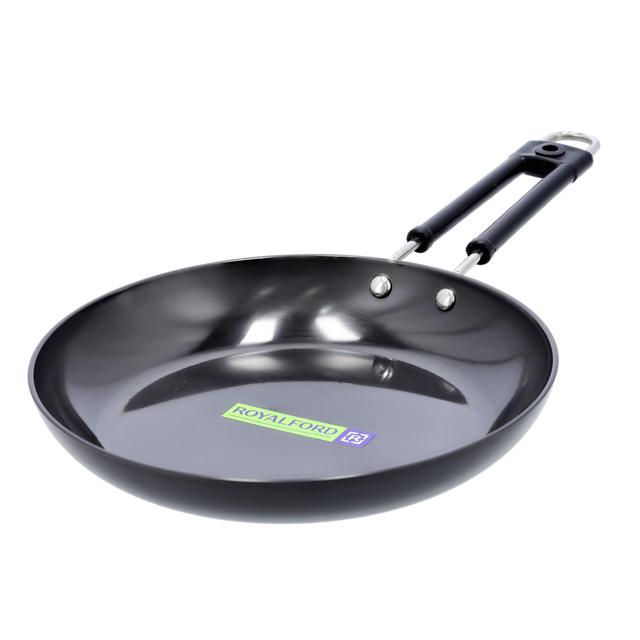 Royalford Hard-Anodized Frypan, Heavy Gauge Virgin Aluminium, RF10012 | 3 Layer Construction | 3mm Thickness | Heat-Resistant Handle With Hanging Loop | Ideal Frying, Cooking, Sauteing & More - SW1hZ2U6NDExMzM2