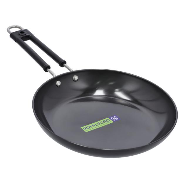 Royalford Hard-Anodized Frypan, Heavy Gauge Virgin Aluminium, RF10012 | 3 Layer Construction | 3mm Thickness | Heat-Resistant Handle With Hanging Loop | Ideal Frying, Cooking, Sauteing & More - SW1hZ2U6NDExMzM0