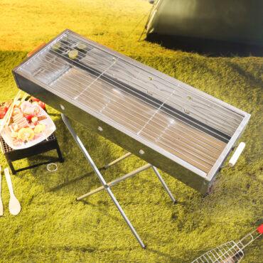 شواية ( شواية فحم ) قابلة للطي - فضي Royalford - Barbecue Stand with Grill, RF10366 - Durable Stainless Construction