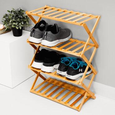 رفوف أحذية ( منظم أحذية ) 4 طبقات - بني Royalford - Bamboo Shoe Rack, RF10412 | 100% Natural Bamboo