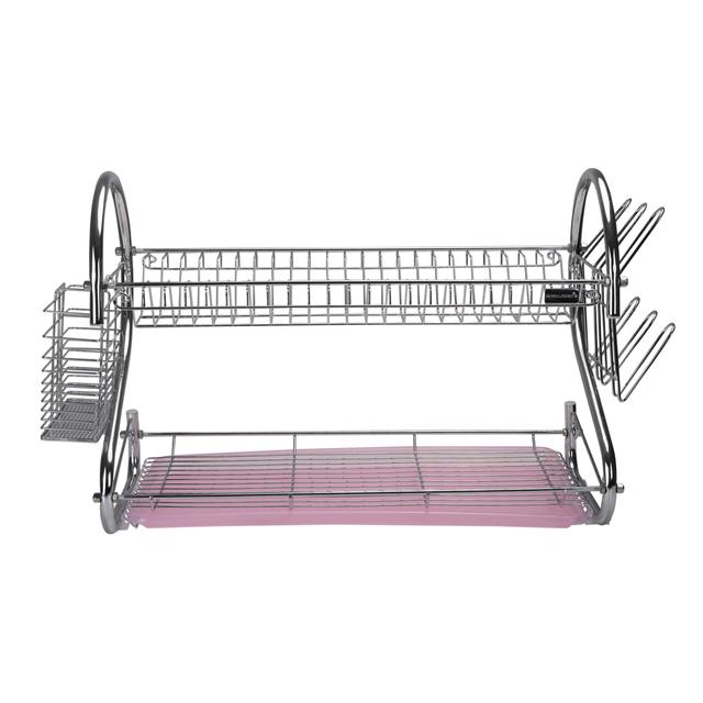 Royalford 2 Layer Metal Dish Rack - Multi-Purpose Draining Board With Drip Tray, Durable And Easy - SW1hZ2U6Mzk0NTc0