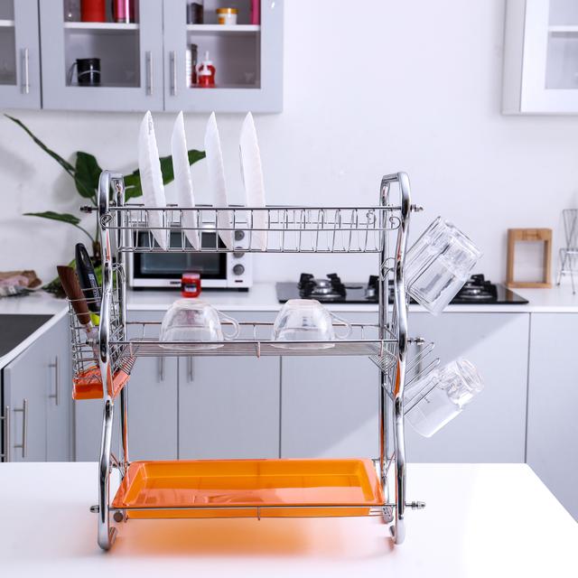 Royalford 3-Layer Dish Rack With Cutlery Holder - Multi-Purpose Detachable Draining Board With Drip - SW1hZ2U6Mzk0NjI5